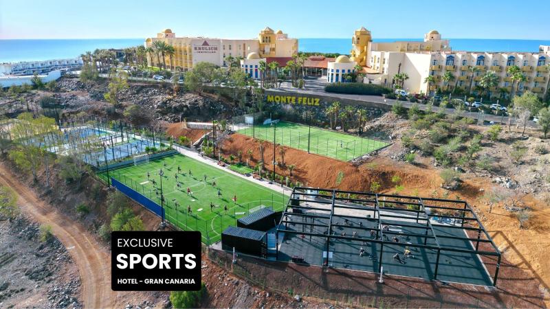 Tr�ningsresor, Sporthotel Monte Feliz p� Gran Canaria med tr�ningsytor, padelbanor och havsutsikt.